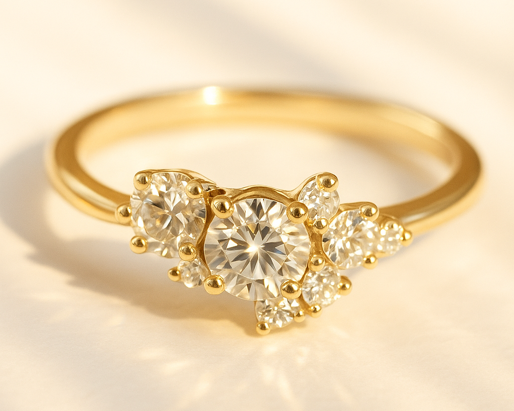 Diamond cluster ring in white gold