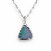Australian Opal Doublet Pendant Necklace, Uneven Shape, Open Back, Solid Gold with Chain - view 5