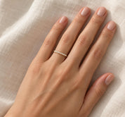 Freshwater Pearl Band Ring, 2mm White Pearls, 9K 14K 18K Solid Gold - view 2