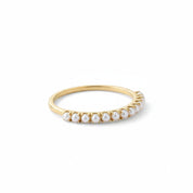 Freshwater Pearl Band Ring, 2mm White Pearls, 9K 14K 18K Solid Gold - view 4