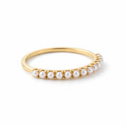 Freshwater Pearl Band Ring, 2mm White Pearls, 9K 14K 18K Solid Gold - view 5