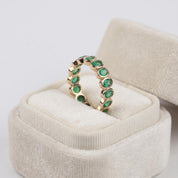 Natural Oval Emerald Wedding Band, 14K Gold Bezel Set Eternity Ring, Gemstone Stackable Rings, May - view 5