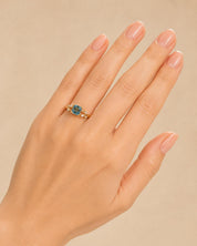 London Blue Topaz, Lab Grown Diamond Solid Gold Nature Inspired Promise Wedding December Birthstone