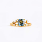 London Blue Topaz, Lab Grown Diamond Solid Gold Nature Inspired Promise Wedding December Birthstone - view 2