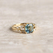 London Blue Topaz, Lab Grown Diamond Solid Gold Nature Inspired Promise Wedding December Birthstone - view 5