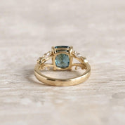 London Blue Topaz, Lab Grown Diamond Solid Gold Nature Inspired Promise Wedding December Birthstone - view 6