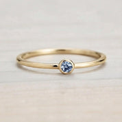 Color Change Alexandrite Bezel Stacking Ring, Dainty Gold Minimalist Band, June Birthstone