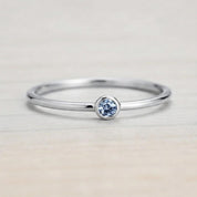 Color Change Alexandrite Bezel Stacking Ring, Dainty Gold Minimalist Band, June Birthstone - view 3