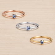 Color Change Alexandrite Bezel Stacking Ring, Dainty Gold Minimalist Band, June Birthstone - view 5