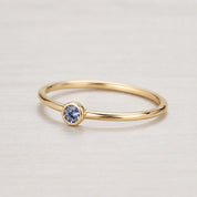 Color Change Alexandrite Bezel Stacking Ring, Dainty Gold Minimalist Band, June Birthstone - view 6