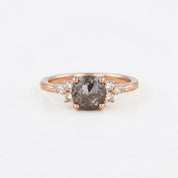 Salt And Pepper Diamond Engagement Ring, Lab Grown Diamond 14K Gold Art Deco Pinky Promise Dainty - view 2