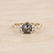 Salt And Pepper Diamond Engagement Ring, Lab Grown Diamond 14K Gold Art Deco Pinky Promise Dainty - view 3