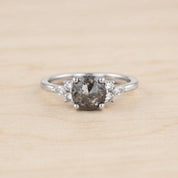 Salt And Pepper Diamond Engagement Ring, Lab Grown Diamond 14K Gold Art Deco Pinky Promise Dainty - view 4