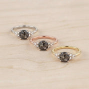 Salt And Pepper Diamond Engagement Ring, Lab Grown Diamond 14K Gold Art Deco Pinky Promise Dainty - view 6