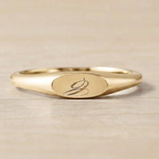 Initial Pinky Signet Ring, Engraved 14K Gold Monogram Custom Name Personalized Dainty Minimalist
