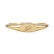 Initial Pinky Signet Ring, Engraved 14K Gold Monogram Custom Name Personalized Dainty Minimalist - view 2