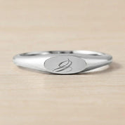Initial Pinky Signet Ring, Engraved 14K Gold Monogram Custom Name Personalized Dainty Minimalist - view 3