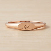 Initial Pinky Signet Ring, Engraved 14K Gold Monogram Custom Name Personalized Dainty Minimalist - view 4
