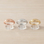 Initial Pinky Signet Ring, Engraved 14K Gold Monogram Custom Name Personalized Dainty Minimalist - view 5