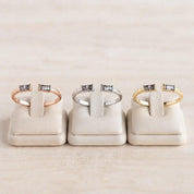 Salt and Pepper Baguette Diamond Open Band, 9K 14K 18K Solid Gold Stacking Ring - view 6