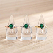 Cluster emerald and diamond engagement ring in solid gold, 9k, 14k, 18k - view 6