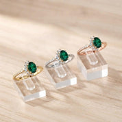 Cluster emerald and diamond engagement ring in solid gold, 9k, 14k, 18k - view 9