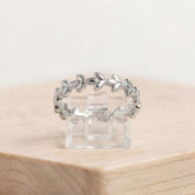 Gold Leaf Vine Wedding Band, 4mm Botanical Ring, 9K 14K 18K Solid Gold - view 6