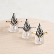 Kite Salt and Pepper Diamond Engagement Ring, Diamond Cluster, 9K 14K 18K Solid Gold - view 5