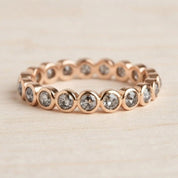 Rustic Gray Salt And Pepper Diamond Wedding Band, Solid Gold Bezel Eternity Minimalist Stackable - view 4
