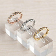 Rustic Gray Salt And Pepper Diamond Wedding Band, Solid Gold Bezel Eternity Minimalist Stackable - view 5