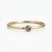 Salt pepper diamond stacking dainty ring in solid gold