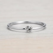 Salt pepper diamond stacking dainty ring in solid gold - view 3