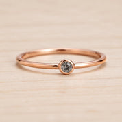 Salt pepper diamond stacking dainty ring in solid gold - view 4