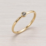 Salt pepper diamond stacking dainty ring in solid gold - view 6