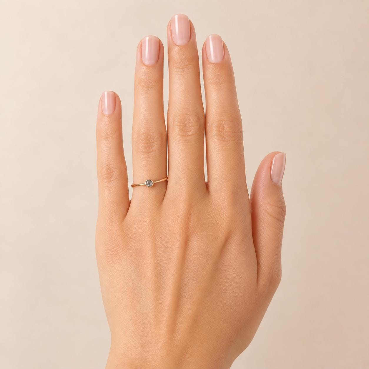 Salt pepper diamond stacking dainty ring in solid gold - view 9