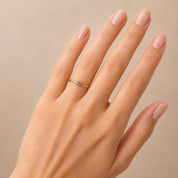 Salt pepper diamond stacking dainty ring in solid gold - view 10