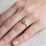 Salt Pepper Gray Diamond Ring, Matte Brushed Boho Engagement Ring - view 5