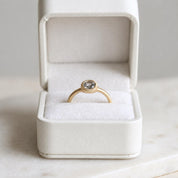 Salt Pepper Gray Diamond Ring, Matte Brushed Boho Engagement Ring - view 7