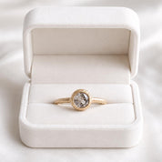 Salt Pepper Gray Diamond Ring, Matte Brushed Boho Engagement Ring - view 8