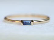 14k Solid Gold Gemstone Baguette Stacking Ring, Yellow, Pink, Blue, Sapphire, Emerald, Ruby - view 4