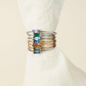 14k Solid Gold Gemstone Baguette Stacking Ring, Yellow, Pink, Blue, Sapphire, Emerald, Ruby - view 5
