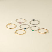 14k Solid Gold Gemstone Baguette Stacking Ring, Yellow, Pink, Blue, Sapphire, Emerald, Ruby - view 6
