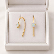 Australian white opal threader earrings, box view
