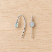 Australian white opal threader earrings, white front view