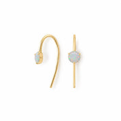 Australian white opal threader earrings, yellow front view