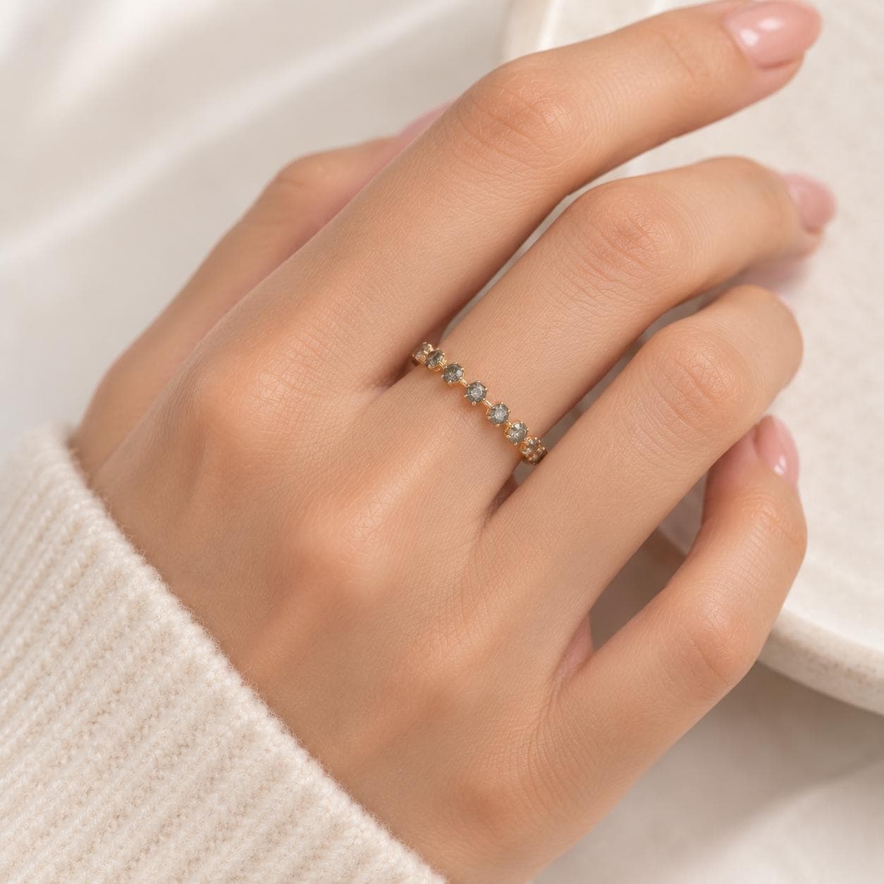 Eight-Stone Salt & Pepper Diamond Wedding Band, 0.40 ct, photo 10