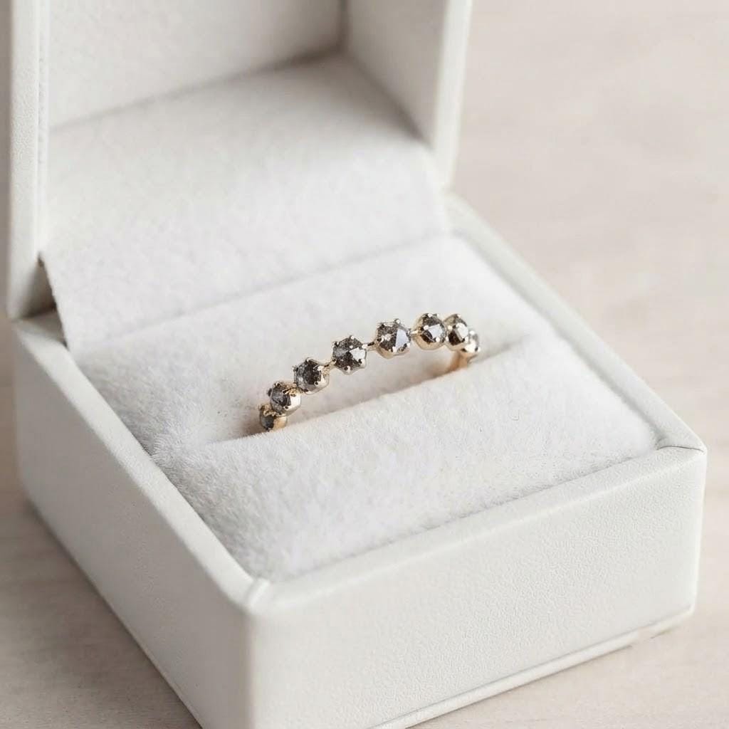 Eight-Stone Salt & Pepper Diamond Wedding Band, 0.40 ct, photo 11