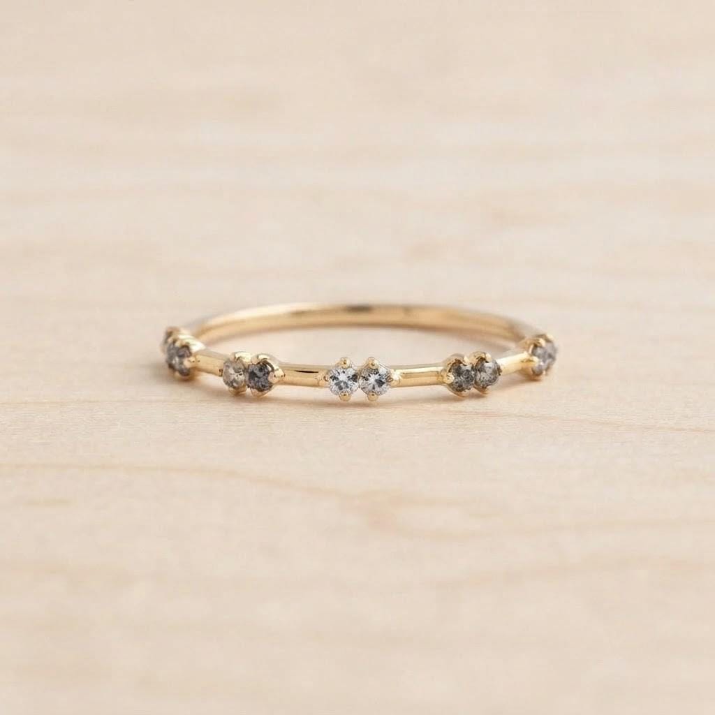 Paired Salt & Pepper Diamond Stacking Band, photo 2