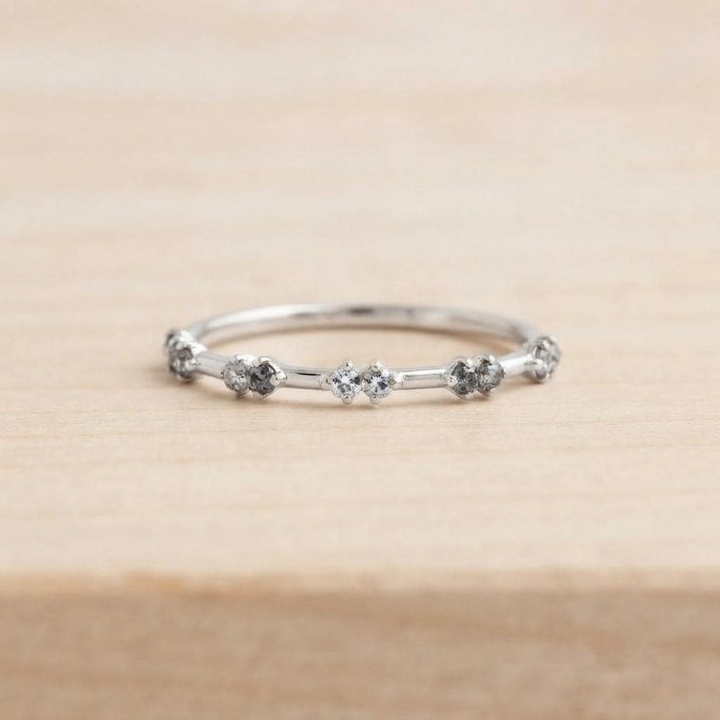 Paired Salt & Pepper Diamond Stacking Band, photo 3