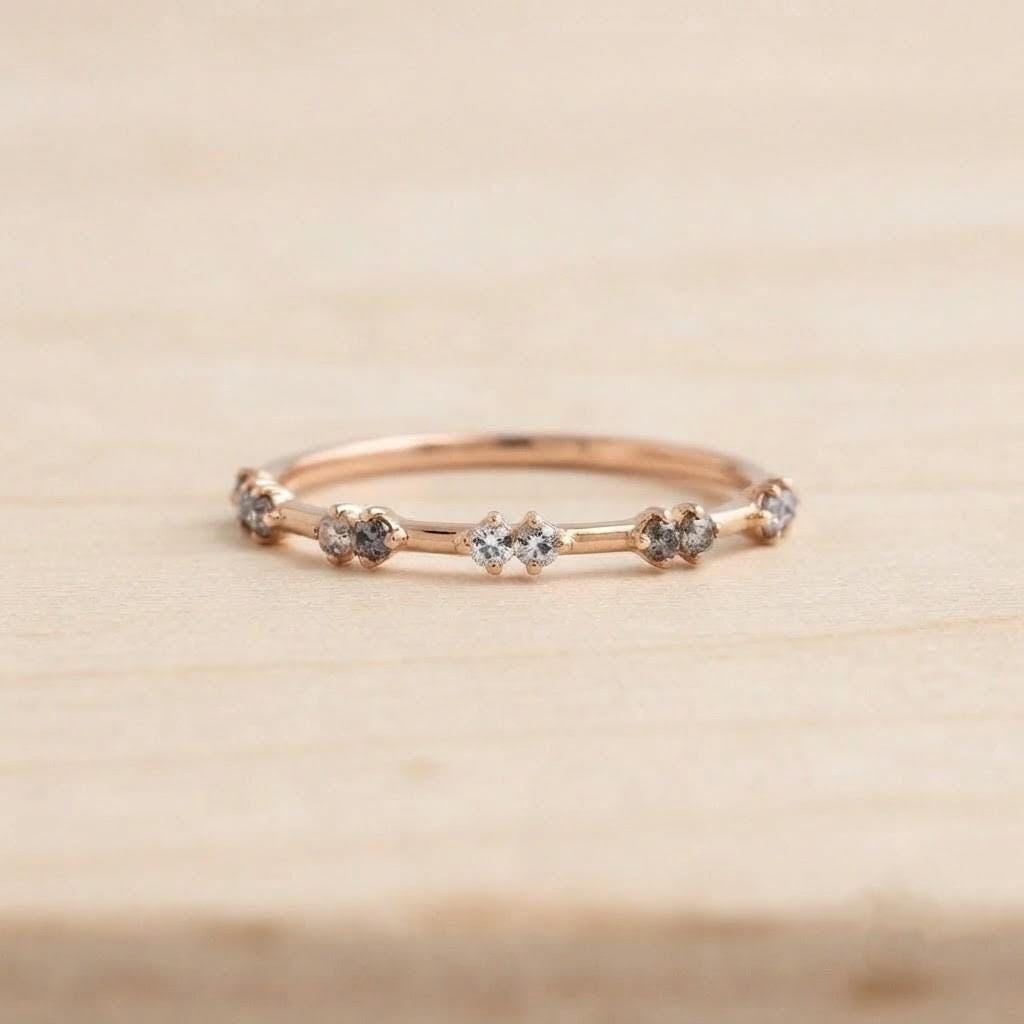 Paired Salt & Pepper Diamond Stacking Band, photo 4